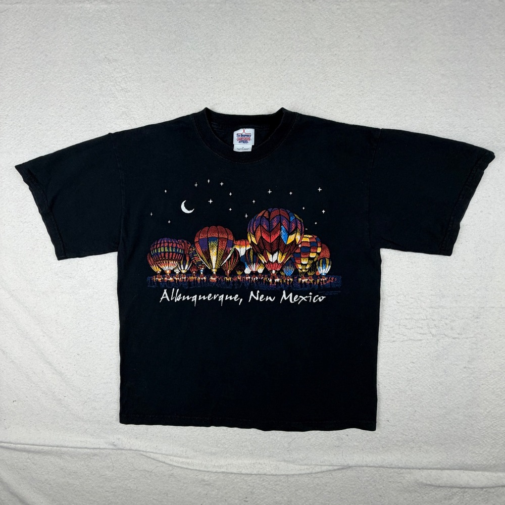 Zia Graphics Albuquerque New Mexico Hot Air Balloon T-Shirt Black Mens Medium
